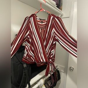 Forever 21: Crossover, multiple colored, waist tie, long sleeved blouse 1X XL